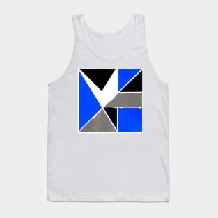 Inverted Blue Gray Black Geometric Abstract Acrylic Painting Tank Top